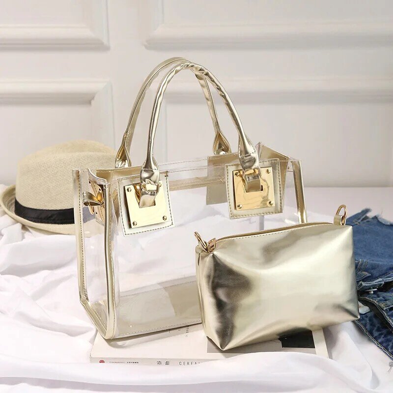 Summer Fashion Ladies Handbag PVC Transparent Bag Clear Shoulder Bag Luxury Small Square Bag High Quality Package Brand Quality