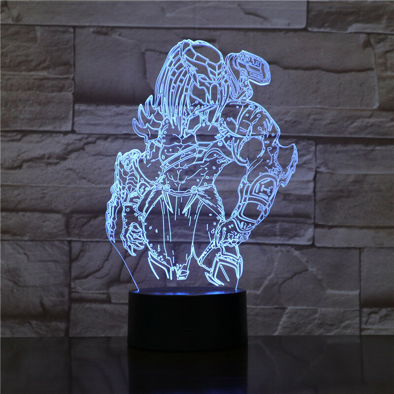 프레데터 3D 램프 LED 변경 야간 조명 환상 7 색 변경 LED 외계인 대 늑대 프레데터 데스크 램프 홈 장식 1842
