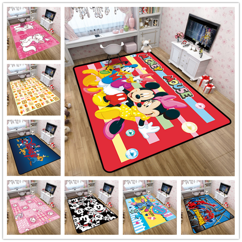 Cartoon 160x80cm Mickey Kids Play Mat  Carpet Cushion  Door Mat Children Bedroom Minnie Kid Baby Game Crawling Rug Balcony Mat
