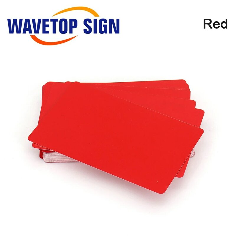 Wavetopsign 100ピース/ロットビジネス名カード厚さ0.2ミリメートル多色アルミ合金用レーザーマーキングマシン