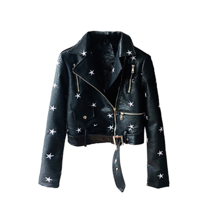 Женская куртка-бомбер из искусственной кожи, демисезонное короткое пальто на молнии в стиле панк, верхняя одежда из искусственной кожи, 2021