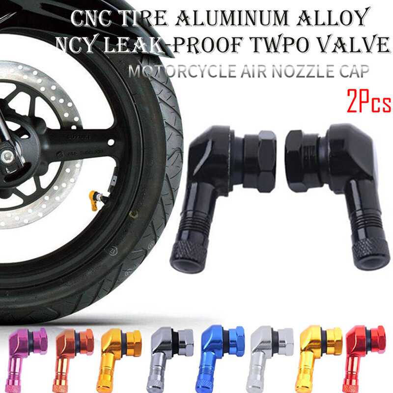 DSYCAR-vástagos de válvula de neumático de motocicleta CNC, 2 piezas, 90 grados, Universal, ruedas de aluminio, tapas de válvula TWPO a prueba de fugas, NCY
