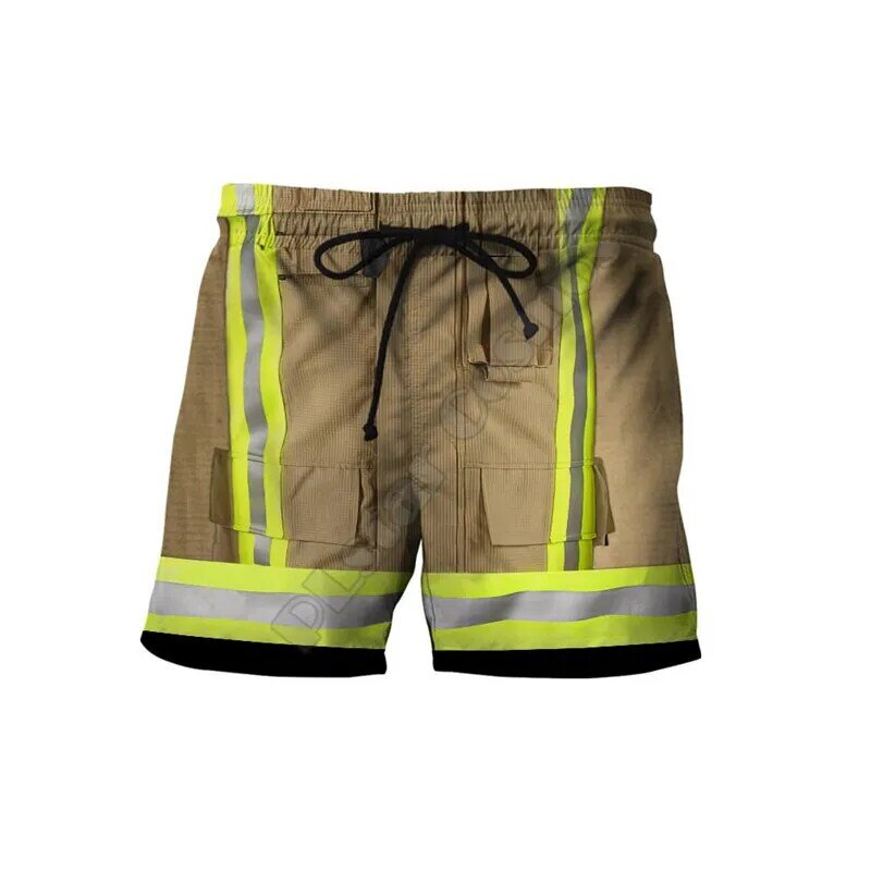Short de pompier imprimé en 3D Premium pour hommes et femmes, short d'été décontracté, nom personnalisé, fjFor 01