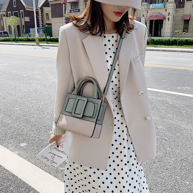 Mini Contrast Color PU Leather Crossbody Bags For Women 2020  Shoulder Handbags Female Travel Totes Lady Cross Body Bag