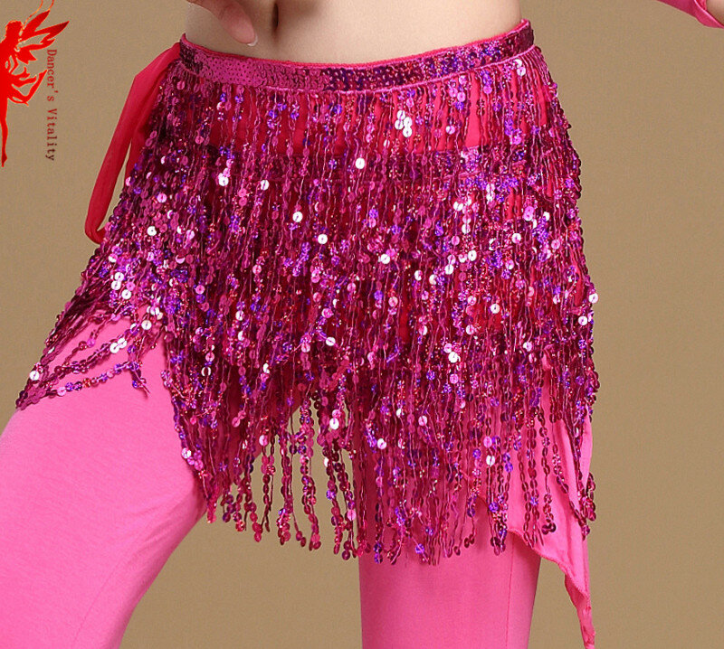Cinto de dança do ventre para mulheres, acessórios femininos, cachecol quadril, lantejoulas borla, 12 cores