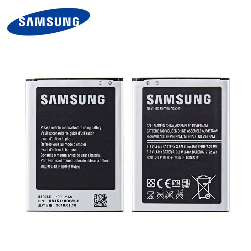 Batterie d'origine B500BE 1900mAh pour Samsung S4 mini I9190 i9192 I9195 I9198 batteries de remplacement avec NFC 4 broches