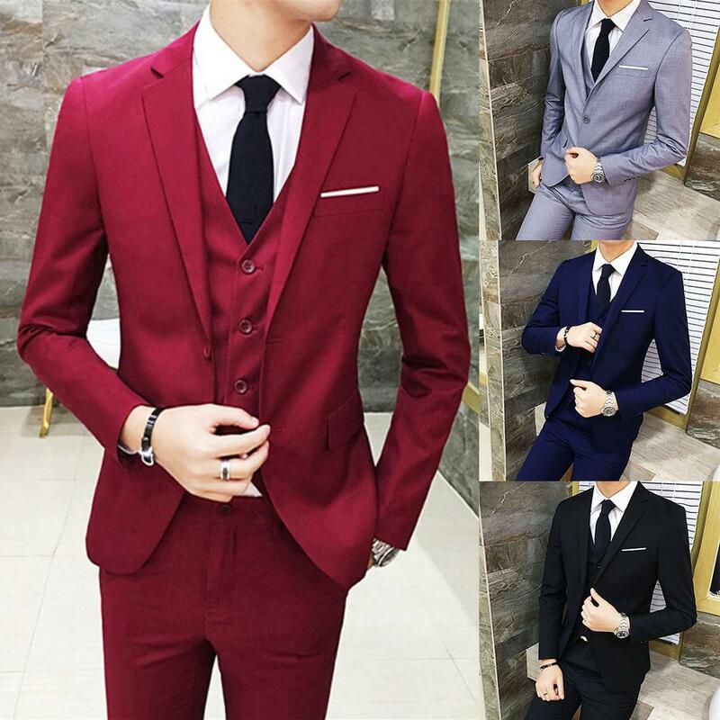 Костюм мужской оверсайз, официальный блейзер + жилет + брюки, роскошный костюм для свадьбы, офиса, деловой комплект, 3 шт./компл.