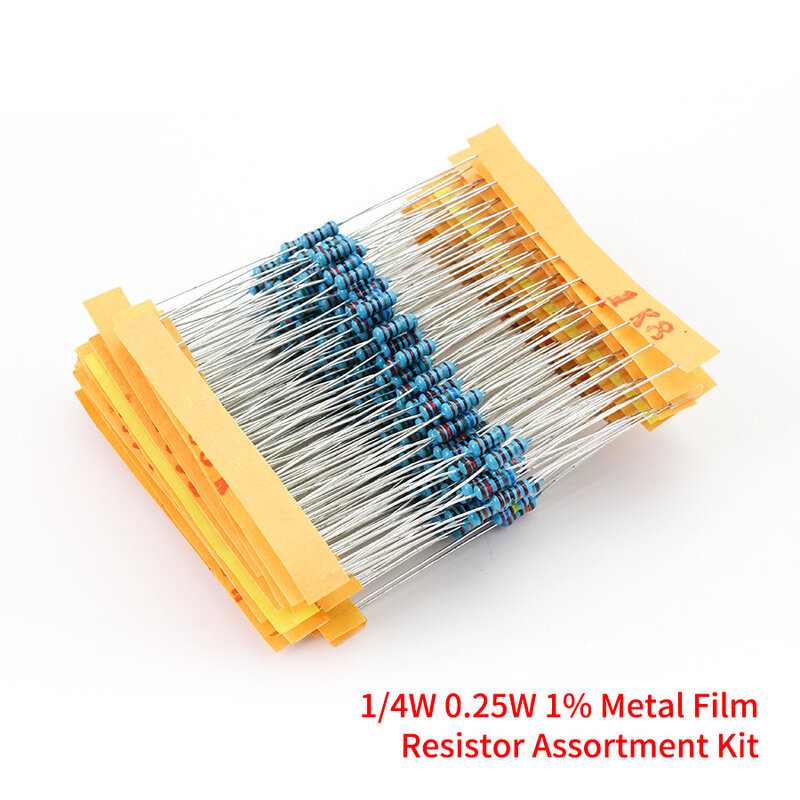 500pcs/lot 50 values 1/4W 0.25W 1% Metal Film Resistor Assortment Kit Set 1R-10mR 1ohm-10Mohm resistor samples kit