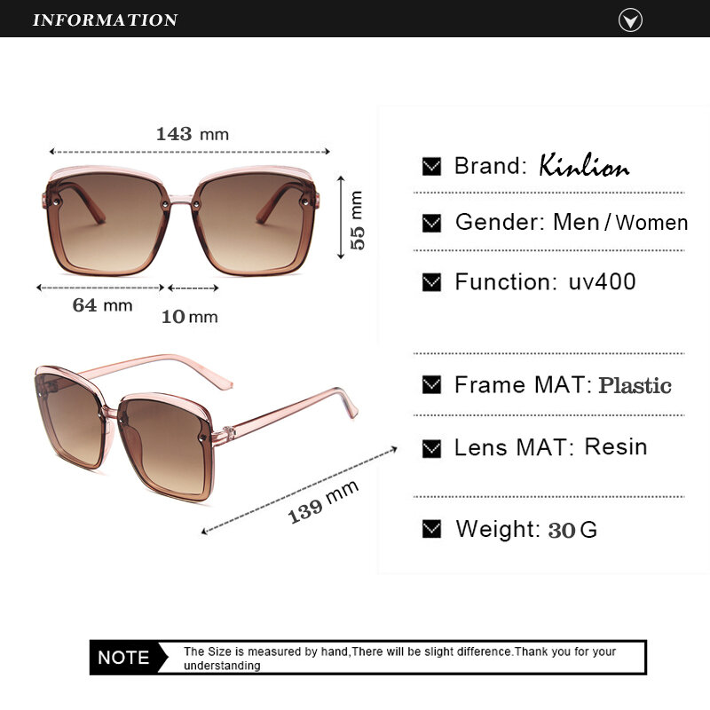 Kinlion-Lunettes de soleil vintage pour hommes et femmes, lunettes de soleil à grande monture, lunettes de soleil pour femmes