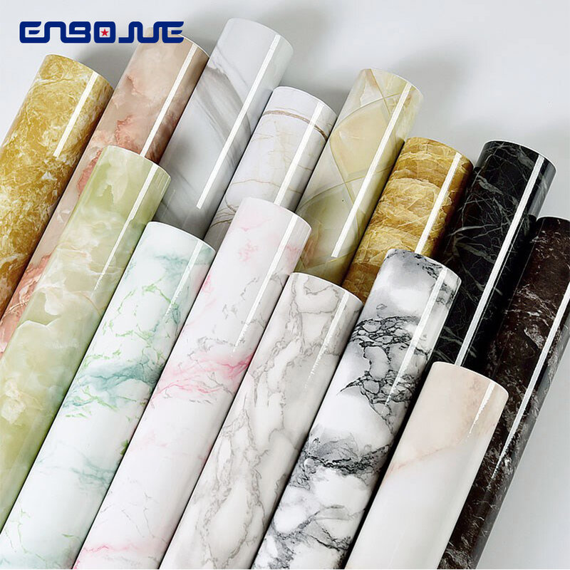 PVC papel de parede de mármore autoadesivo, adesivos impermeáveis, resistente ao calor, bancadas de cozinha, mesa, móveis, armário, papel de parede