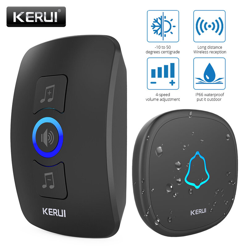 KERUI Outdoor M525 wodoodporny bezprzewodowy dzwonek do drzwi inteligentny zestaw dzwonek do drzwi wejściowych lampa błyskowa LED Alarm bezpieczeństwa powitalny dom 60 melodii