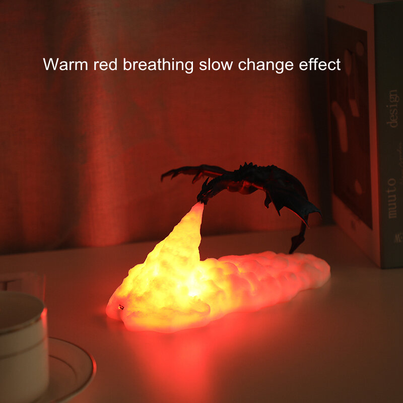3D Print LED Feuer Dragon Eis Drachen Lampen Nacht Licht Wiederaufladbare Weiches Licht Für Schlafzimmer Wohnzimmer Camping Wandern Home decor