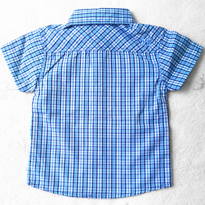 Camisa infantil com bolso, novidade de 2020, para o verão, meninos, manga curta, clássica, com gola, casual