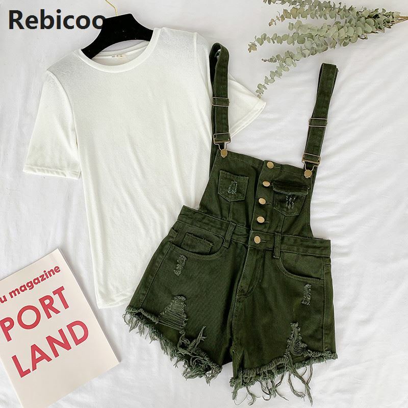Rompers Womens Jumpsuit Shorts Denim Overalls for Womens Playsuits Rompers Plus Size Hole Vintage Straps Women Tracksuits