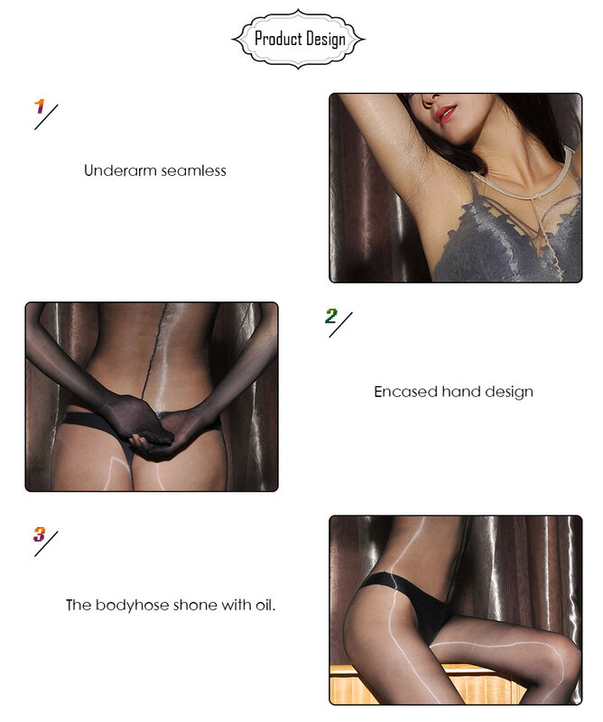 1D Oil Shine Encased Hand Bodystockings With Open or  Close or Sheath Crotch For Both Man & Woman Spandex Bodysuit DOYEAH 0018