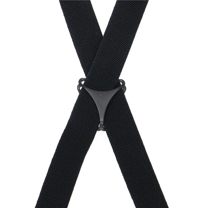 2cm X Back Metal Cross Black Plating Buckle Solid Fashioin British Style 4 Clips Strap Leather Men's Suspenders Elastic