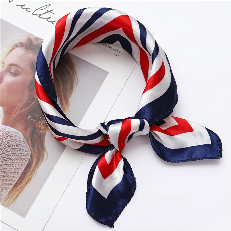 2019 women scarf silk feeling hair neck scarves square brand office Printing Hotel Waiter Flight Attendants Handkerchief rings
