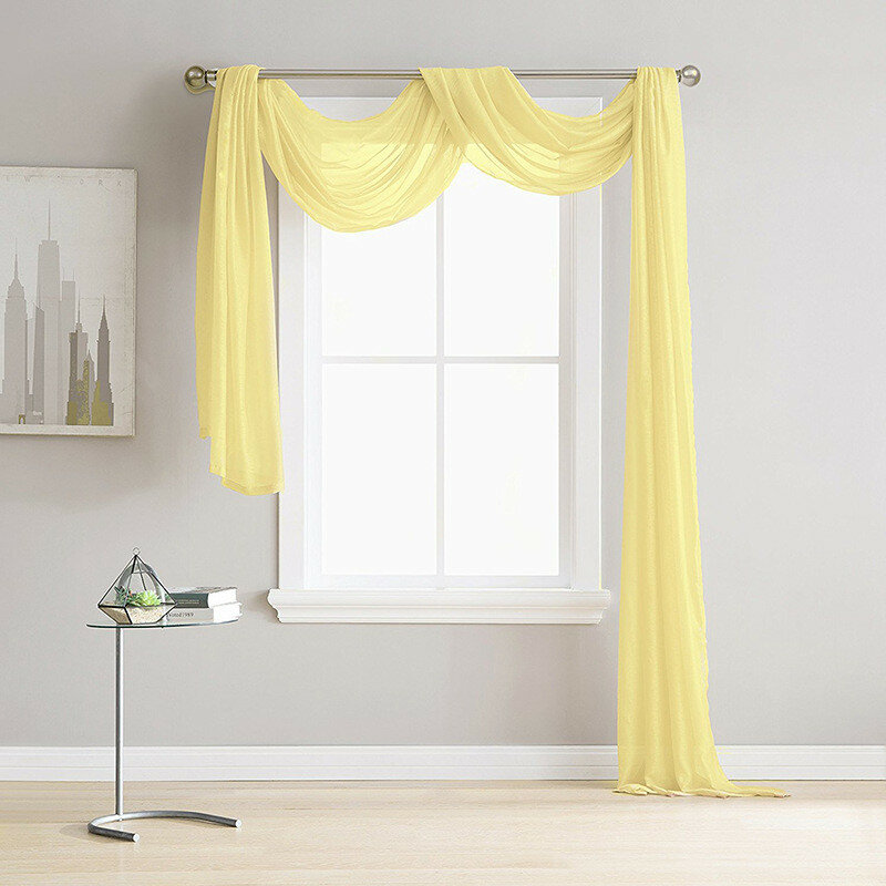 Cortinas lisas Retro cortinas Voile tul puerta ventana cortina bufanda cenefa hogar textil
