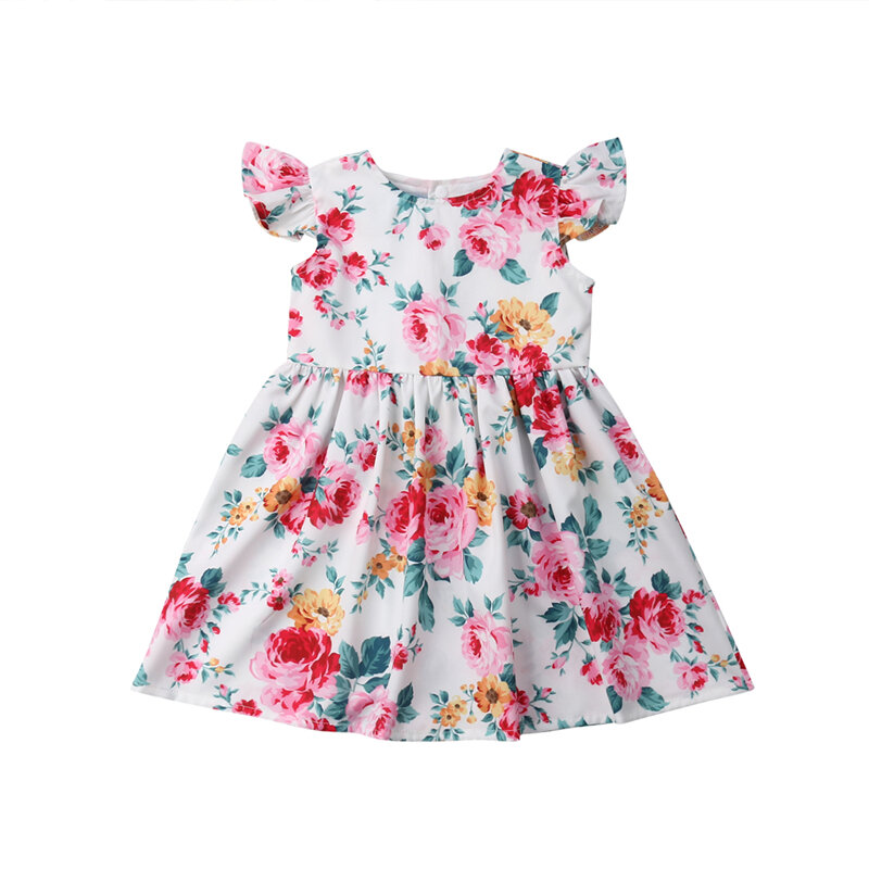 Платье без рукавов с цветочным рисунком для маленьких девочек