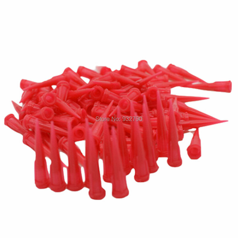 100 Pcs Merah Meruncing Dispensing Tips 25G TT Halus Kas Lem Cair Dispenser Jarum untuk Cairan Perekat Pasta Gel silikon