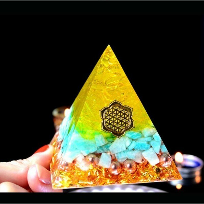 Pirâmide de aogan e runas de energia orgonita, pirâmide da sorte para poderosidade, chakra, joias decorativas de resina
