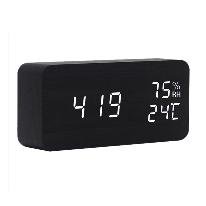 Modern Led Alarm Clock Temperature Humidity Electronic Desktop Digital Table Clocks
