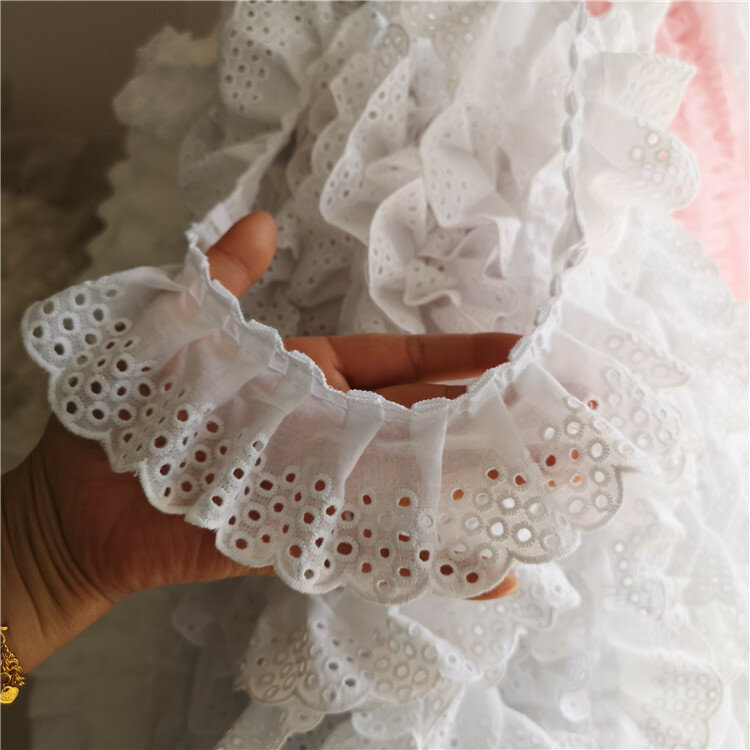 6 CM szerokości białe 3D bawełna składany tiul koronki haftowane dekolt z koronkową aplikacją wstążka wzburzyć wykończenia sukienki gipiury materiały dla majsterkowiczów