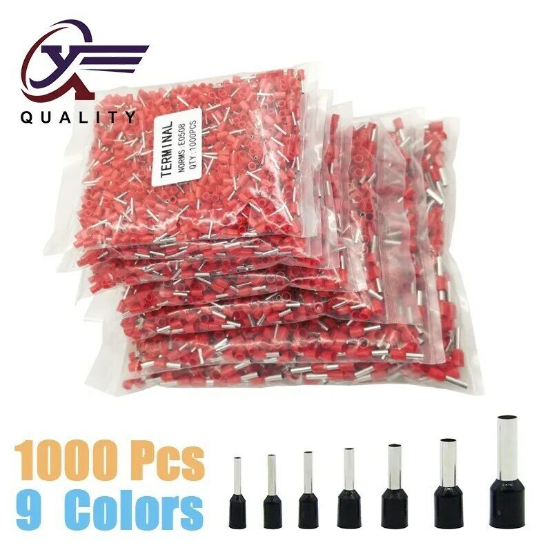 1000pcs/Pack E0508 E7508 wire connectors Insulated Ferrules Terminal Block Cord End Wire Connector Electrical Crimp Motor Termin