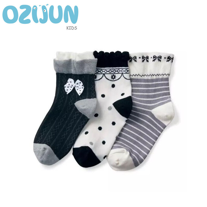 3 Paare/satz Socken Für Baby Mädchen Anti Rutsch Niedlichen Bogen Und Dot Lose Top Kinder Mädchen 1-2/2-3/3-5 jahre Kurz Baumwolle Socken