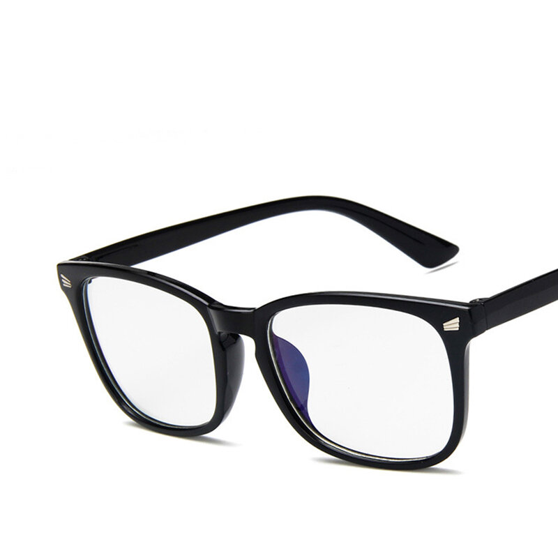 Bingkai Kacamata Cahaya Anti Biru Antik Kacamata Persegi Pria Wanita Kacamata Gaming Komputer Sinar Berpengunci Lensa Jernih Seksi Berpaku Keling