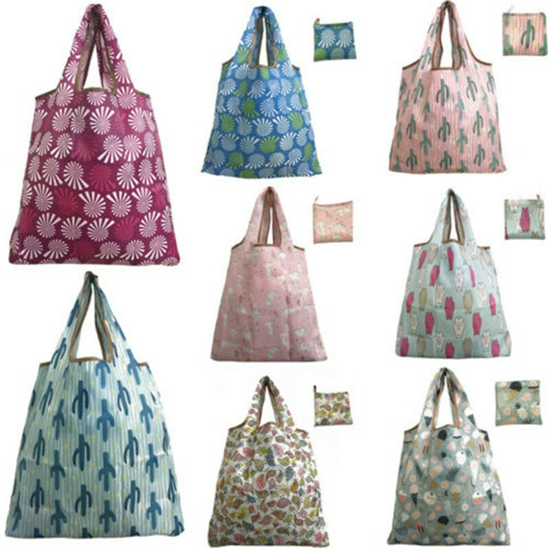 Waterproof Folding Reusable Eco Shopping Shoulder Bags Pouch Tote  Clip Bag for two size