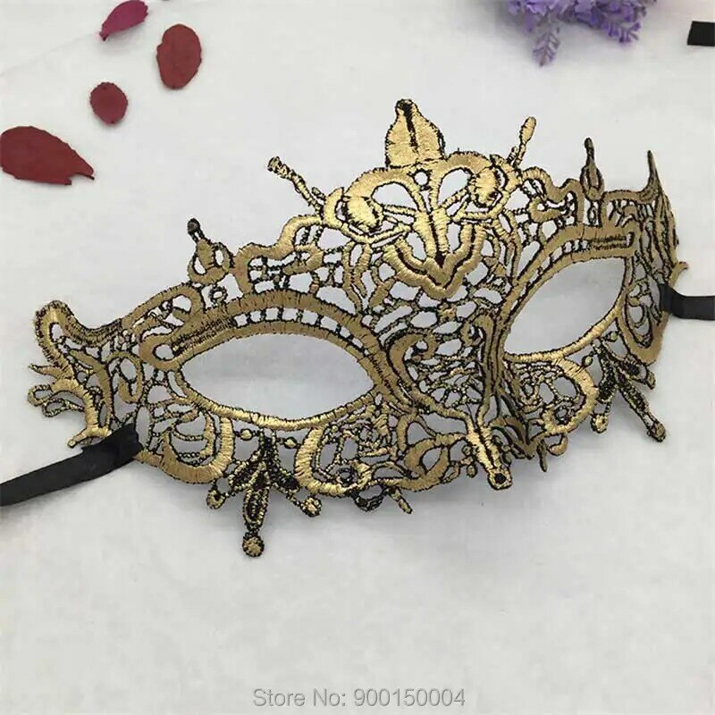 Máscara de ojo de oro para fiesta máscara de Carnaval veneciana máscara de mascarada de Mardi Gras máscaras de encaje Bola de Halloween vestido Sexy disfraz de máscara