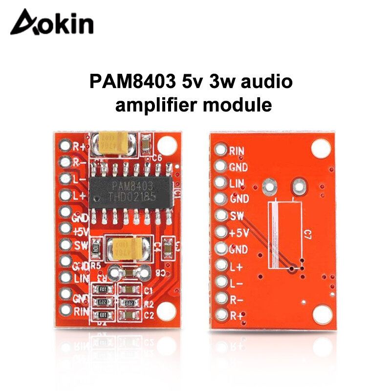 Ultra-mini pam8403 placa de amplificador de potência digital de alta potência 3w + 3w placa de amplificador de potência de canal duplo 90db snr