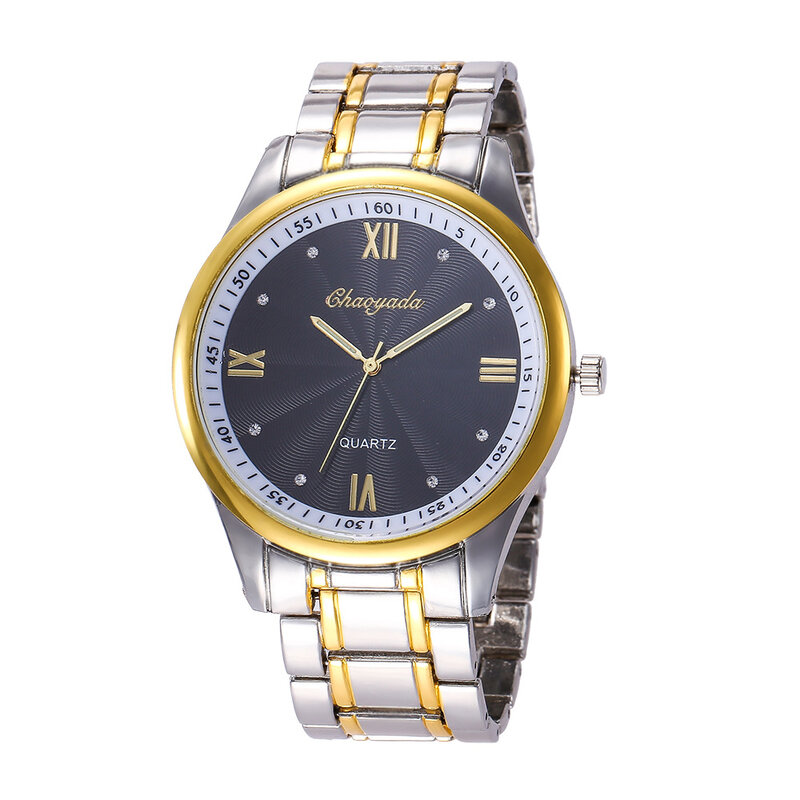 ファッションの男性の結晶ステンレス鋼アナログクォーツ腕時計ブレスレットメンズ腕時計ステンレススチール時計女性の腕時計