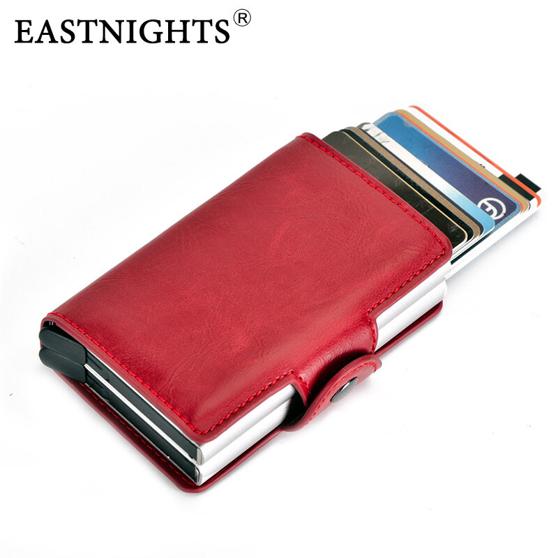 Eastnights Pemegang Kartu Kredit Kartu RFID Dompet Logam dan Kulit PU Pemegang Kartu ID Kartu Bank Case untuk Wanita dan pria TWB031