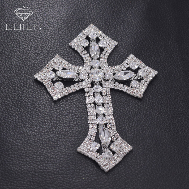 CuiEer 여성용 모조 다이아몬드 십자가 바느질 아플리케 패치, DIY 액세서리, 로트당 10 개