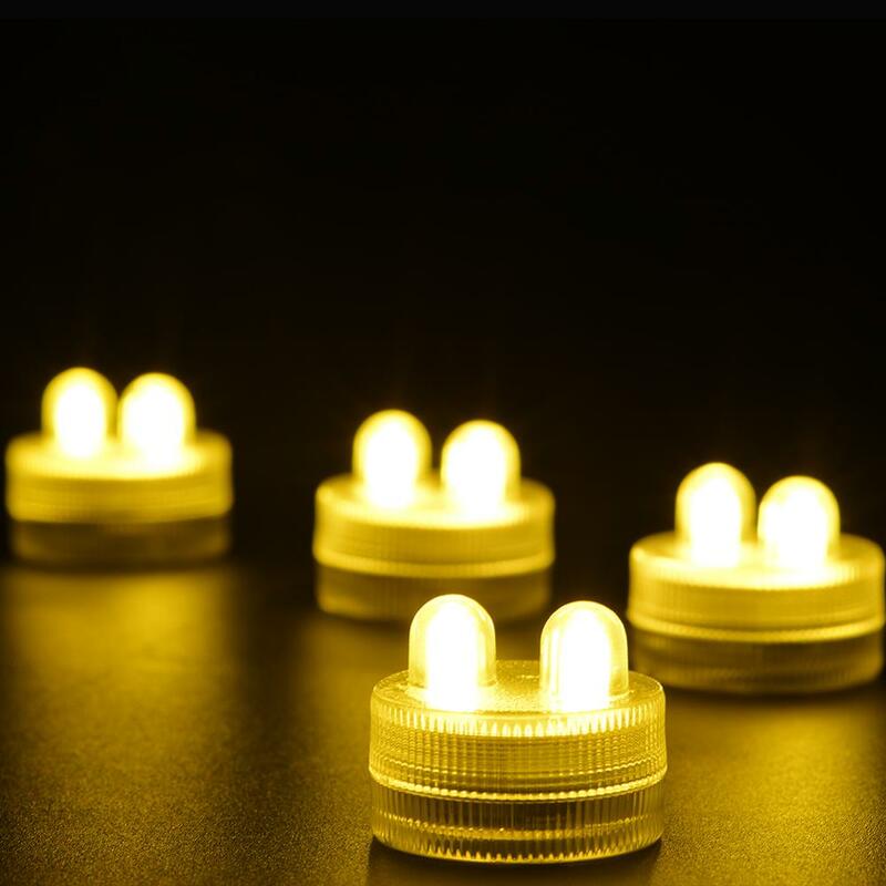 (10 шт./лот) центральные части украшение для свадебной вечеринки Водонепроницаемые светодиодные мини-свечи беспламенные Подводные чайные светильники с 2 светодиодами