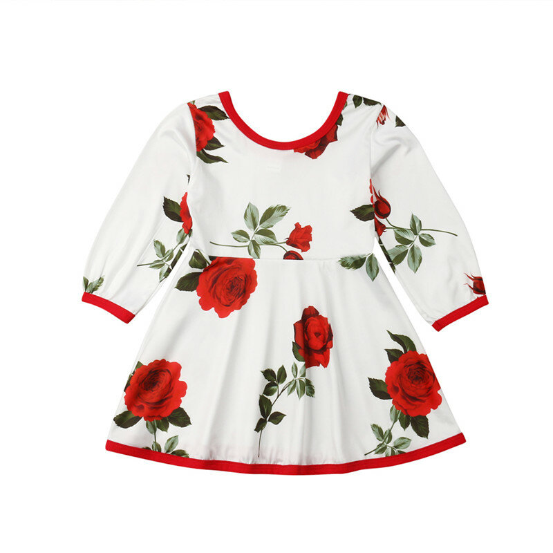 Платье-пачка с розами для маленьких девочек, платье с длинными рукавами на весну-лето 2019