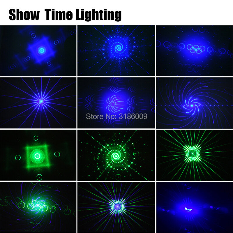 Show Time 6 Lenti DMX Rosso Verde Blu RGB Fascio 16 Modelli di Laser Scanner A Casa La Luce Del Partito Del DJ di Illuminazione Della Fase KTV Mostra Settore laser