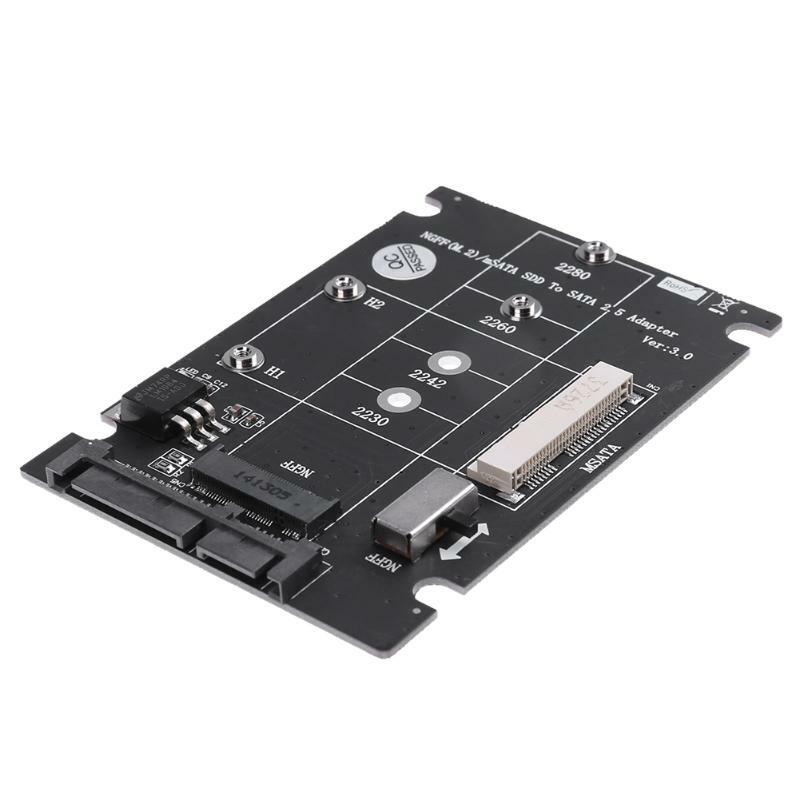 بطاقة محول 2 في 1 NGFF M.2 B + M Key Mini PCI-E أو mSATA SSD إلى SATA III SSD/ 2230/2242/2260/22x80 M2