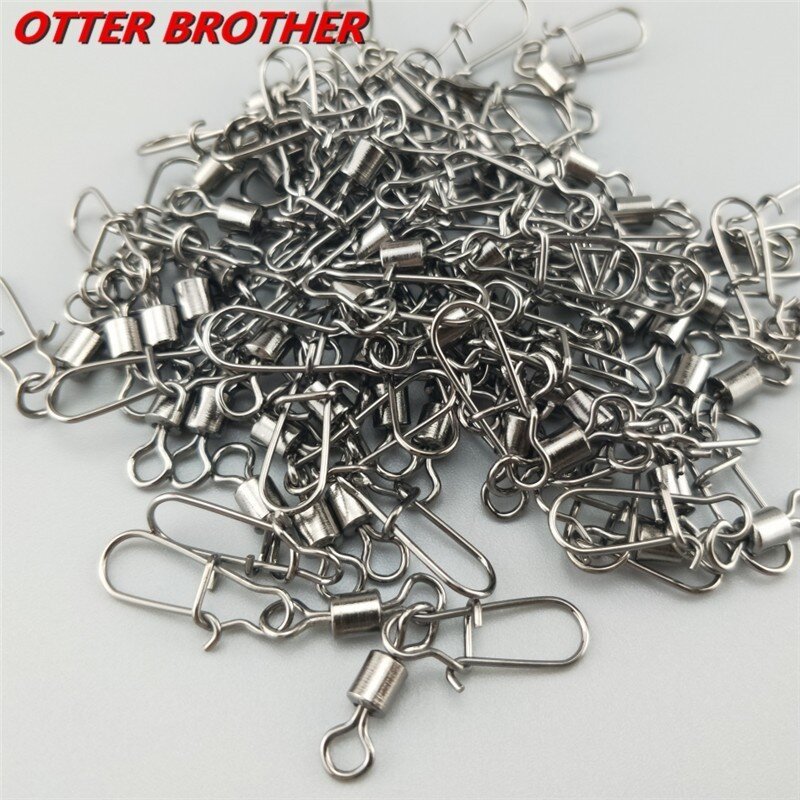 30PCS 2# 4# 6# 8#10# 12#14# Stainless Steel Fishing Connector Pin Bearing Rolling Swivel Snap Pins  Fishing Tackle Accessories