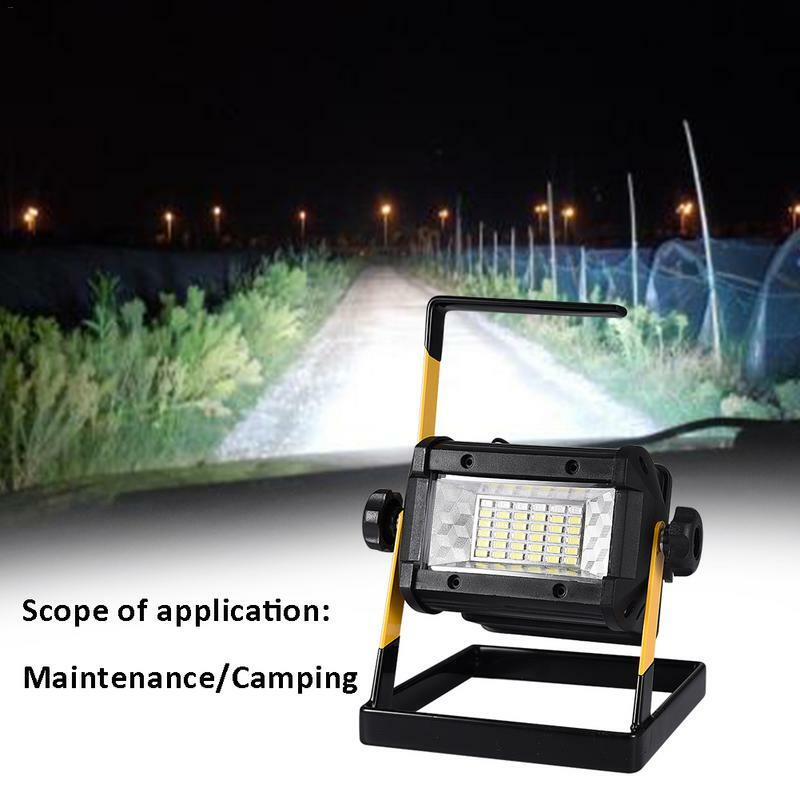 Rechargeable Floodlight 50W 36 LED Lamp 2400LM Portable Spotlight Flood Spot Work Light for Outdoor Camping Lamps With Charger