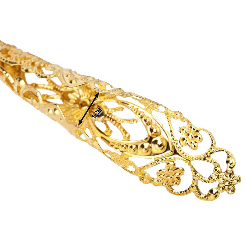 Songyuexia Tari Perut Merak Kuku Palsu Tari India Thai Emas Perhiasan untuk Tari Perut Tari Finger Cot Kostum