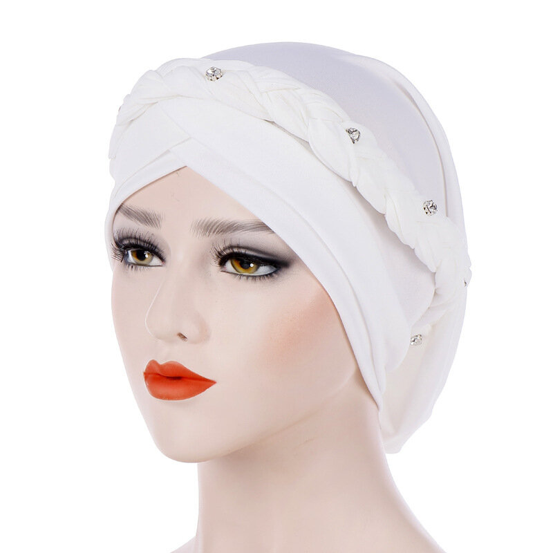 Sombreros de oración de poliéster de seda de leche islámica trenzada para mujer, gorras Hijab, gorro musulmán, turbante Hijab Islámico