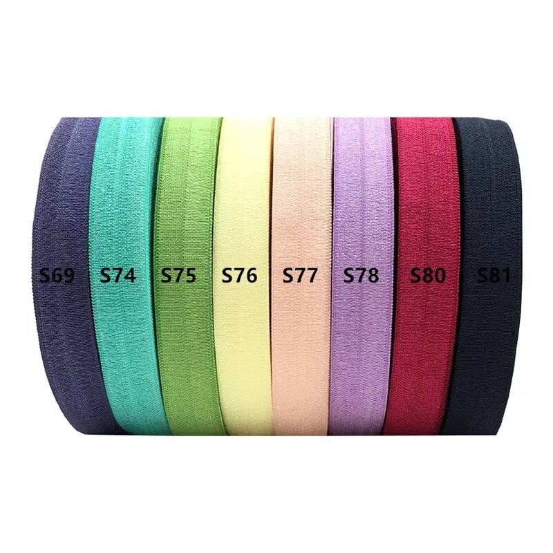 10 yards/Lot Solid Fold Over Elastic 5/8" Plain FOE Ribbon Webbing For Hair Tie DIY Head Wear Gift Packaging Wrapping 54 Colors