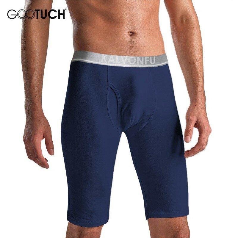 Mens Long Boxer Underpants Shorts Elastic Tight Knee Length Winter Warm Underwear for Sports Plus Size 5066