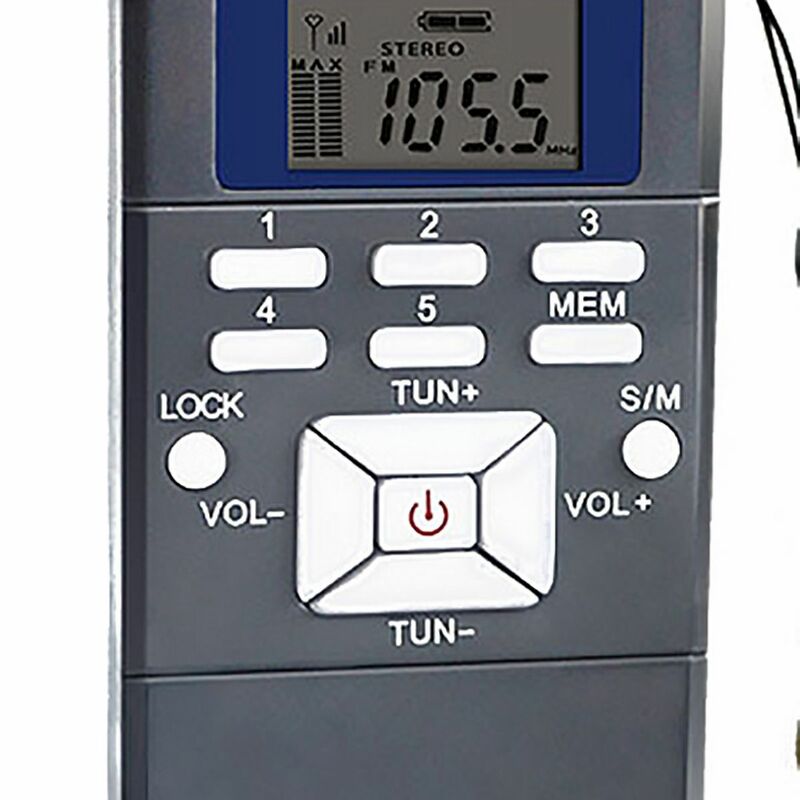 Radio FM Digital portátil de mano, receptor de Radio FM portátil de 60-108MHz con carcasa de plástico Gris, funciona con batería y auriculares