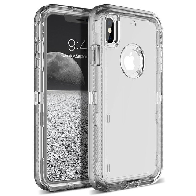 Heavy Duty Armor Plain 360 Clear Crystal Case Cover For iPhone 11 Pro Xs Max/XR/X Protector PC+TPU Clear For iPhone 6 7 8 Plus