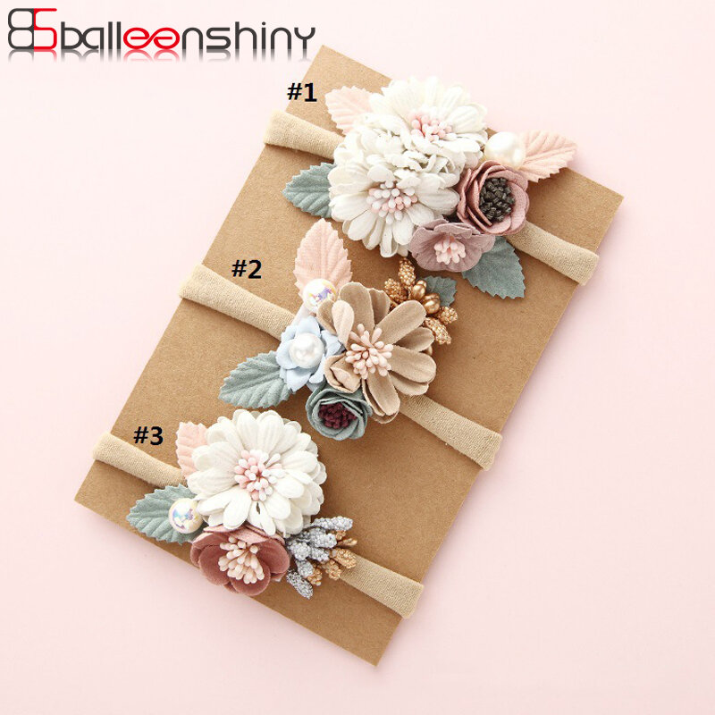 BalleenShiny-Diadema floral de moda para bebé recién nacido, diademas elásticas de princesa para niño, estilo fresco de perlas, bonitos regalos