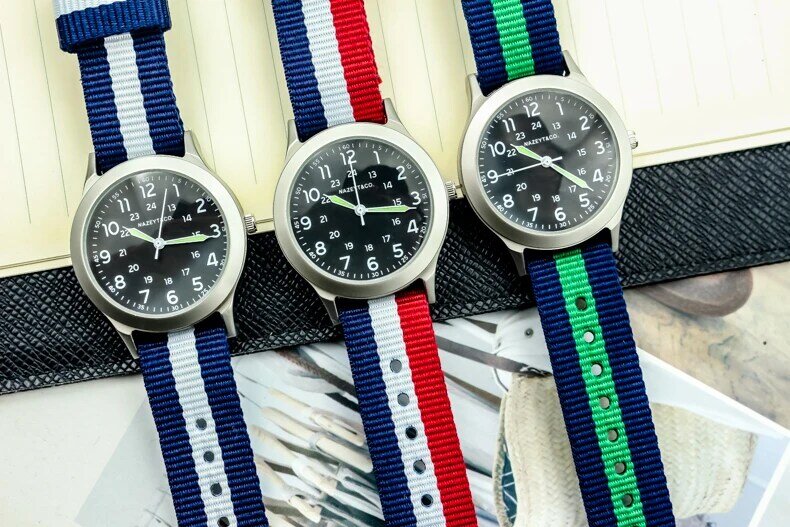 Nazeyt Новинка модные часы для мужчин высококачественные светящиеся стрелки армейские часы для мальчиков и девочек красочные нейлоновые подарочные часы Reloj de hombre2019